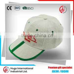 New Arrival High Quality Curve Custom Su Generis 6-panel Baseball Linen Cap Straw Hats With Handwork Embroidery Designs thumbnail-1