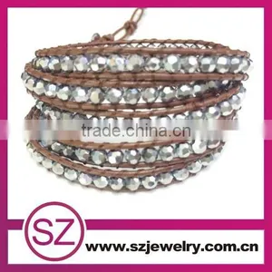 2015 Popular Accessory Wrap Leather Bracelet,beaded Leather Bracelet thumbnail-1
