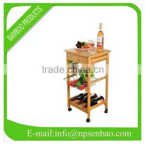 Removable Bamboo Kitchen Trolley thumbnail-1