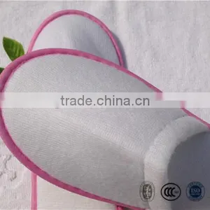 Women Hotel Pull Plush Slipper With Pink Non-woven Piping thumbnail-4