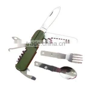 Outdoor Camping Combination Tableware Set With Knife Fork Spoon Saw Opener thumbnail-1
