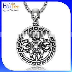 Wholesale Custom Vintage Punk Rock Gothic Style Men's Circle Pendant Titanium Stainless Steel Fashionable Jewelry thumbnail-1