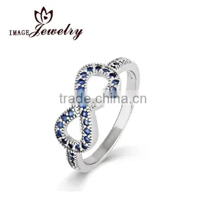 Sparkling Sapphire 925 Sterling Silver CZ Infinity Ring thumbnail-1