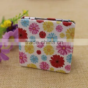 Custom Mini PU Leather Mirror Pocket/flowers Pocket Mirror/ Cosmetic Mirror for Promotion Gifts Supplier's Choice thumbnail-2