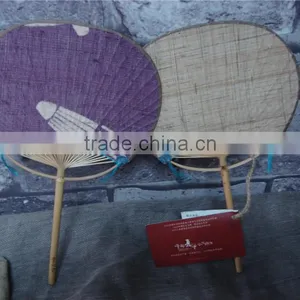 Printed Ramie& Bamboo Round Handmade Fan thumbnail-1