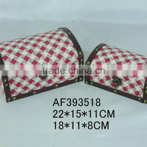 Wood Fabric Diamond Sash Gift Jeweled Box thumbnail-1