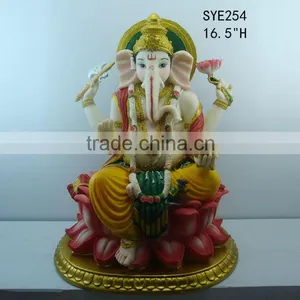 Polyresin Marble Ganesha Murti With Riddhi Siddhi thumbnail-1