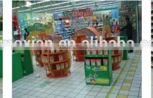 Custom Design Round Corrugated Cardboard Stacked Supermarket Display Rack thumbnail-1