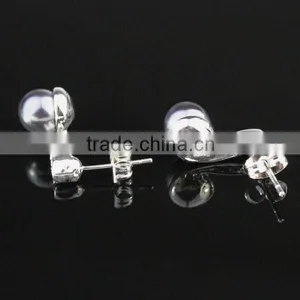 Austrian Crystal Black Pearl Stud Earrings thumbnail-2