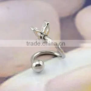 316l Stainless Steel Lip Rings Lip Jewelry With Butterfly Zircon S Bar"S"bar Unique Designs for Mouth Eyebrow Rings Helix thumbnail-3