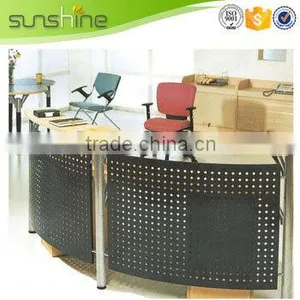 Office Reception Desk White Table Green Dampers With Iron Frame Modern thumbnail-3