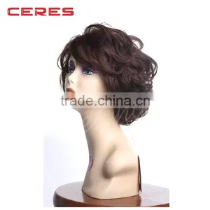 Natural Wig Heat Resistent Synthetic Hair Sexy Bob Style Black Brown Blonde Auburn for Regular Wear or Cosplay thumbnail-3