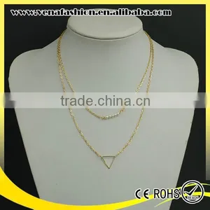 Double Layers Thin Simple Gold Long Chain Pearl Necklace thumbnail-4