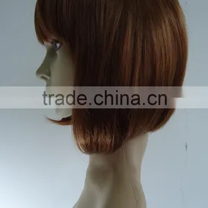 Female Short Straight Bob Wig Red Color Heat Resistant Fiber Realistic Wig African American Wig For Black Women thumbnail-3