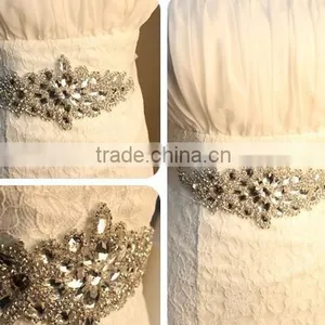 Crystal Mesh Fabric Rhinestone Trim Crystal Appliques for Wedding Dresses Sash Belt/Headband thumbnail-3