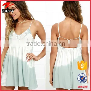 2016 Latest Fashion Dresses Short Crocheted Top Tie-dye Dress New Summer Dresses thumbnail-1