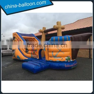 Fantastic Themed Inflatable Pirate Ship Bounce House Games With Slippy Slide thumbnail-1