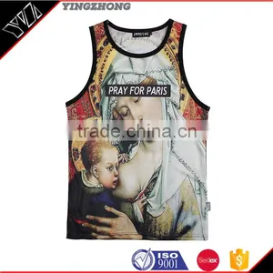 2016 New Arrival Super Stretch Cotton Men's Tight Vest Sublimation Vest for Men With Low Price thumbnail-1