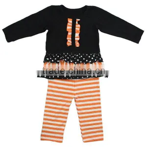 Wholesale Halloween Costume for Kids Clothing Set Black Top and Orange White Pants for Children Suit thumbnail-1