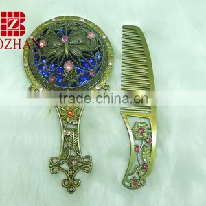 Vintage Butterfly Rhinestone Mirror Set/butterfly Vintage Vanity Mirror Set thumbnail-1