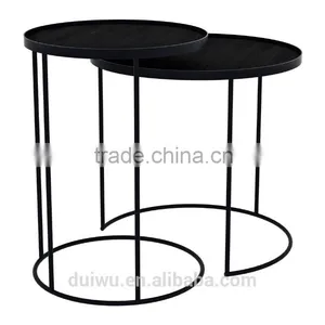 Vintage Style Black Wrought Iron Round Side Table thumbnail-2