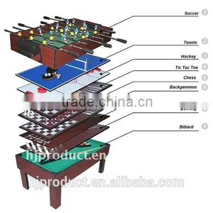 Factory Promotion Hot Selling 9 in 1 Multi Games Table. Billiard Table, Chess, Tic Tac Toe, Shuffleboard, Push Hockey Table, Etc thumbnail-1