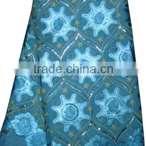 African Organza Lace With Sequins Embroidery CL8104-7blue thumbnail-1