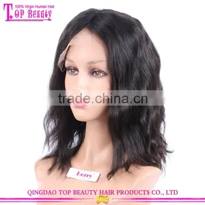 12 Inches Short Style Middle Part Natural Wave Brazilian Human Hair Wig Lace Front thumbnail-1