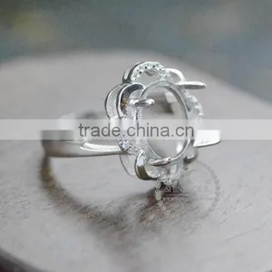 9*11mm 925 Sterling Silver Oval Bezel Silvery Prong Setting Ring Base Blank Supplies DIY Findings 1222007 thumbnail-3