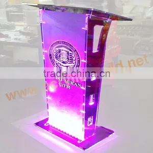 Square Clear Acrylic Podium Stand/rostrum Stand With Led Lights thumbnail-3