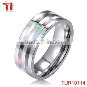 Tungsten Carbide Ring Inlay Abalone Engagement Ring, Fashionable Abalone Rings thumbnail-1