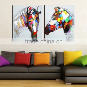 Handpainted Abstract Horse Head Painting on Canvas thumbnail-1