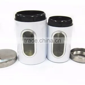 3 Pieces White Stainless Steel Window Storage Canister Set thumbnail-4