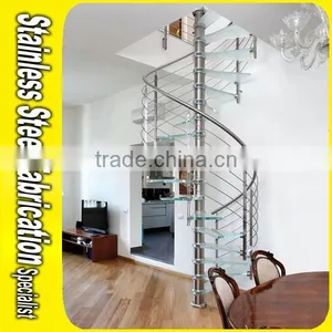 Indoor Stainless Steel Handrail Spiral Staircase Decorative Spiral Stairs thumbnail-1