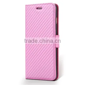High Quality Carbon Fiber Pattern Wallet Flip Stand Leather Mobile Phone Case For IPhone 6S thumbnail-5
