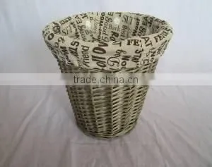 Linshu Hand Woven Willow Wicer Wood Storage Brown Laundry Basket thumbnail-1