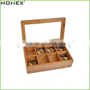 Small Bamboo Tea Bags Storage Box With Lid Wholesale Tea Bags Organizer With Removeable Lid/Homex_Factory thumbnail-1