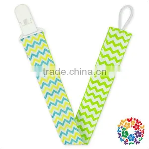 Navy Red Stripe Printed Ribbon Baby Boy Pacifier Clip Plastic Pacifier Clip Holder thumbnail-3