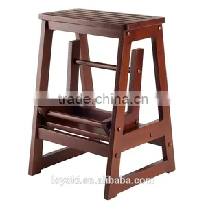 2 Tier Beech Wood Fold Step Stool New Design Folding Stool Wholesale thumbnail-1