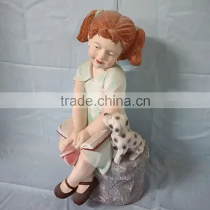 Fiberglass Garden Girl and Dog Sculptures Decor thumbnail-4