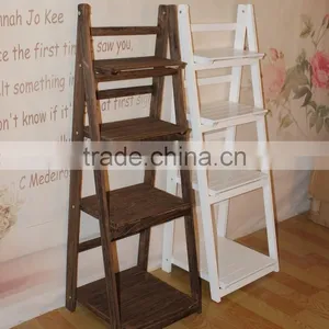 Wooden Folding Bookcase Rack and Lving Room Wooden Flower Planter Furniture thumbnail-1