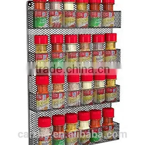 Kitchen Wall Door Mounted Large Capacity 4 Tiers Mesh Spice Rack Shelves Storage Organizer thumbnail-2
