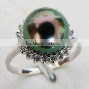 2014 Tahitian Peacock Green Ring With 925 Sliver Ring Katest Design thumbnail-1