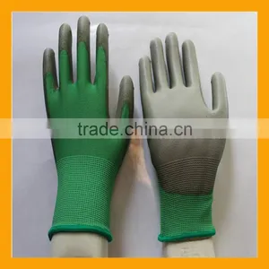 Customized Grey PU Coated Working Safety Polyester Gloves thumbnail-1