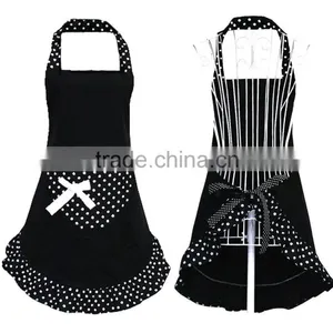 Hot Black Cute Girls Bowknot Lady's Kitchen Restaurant Women's Cake Apron With Pocket thumbnail-1