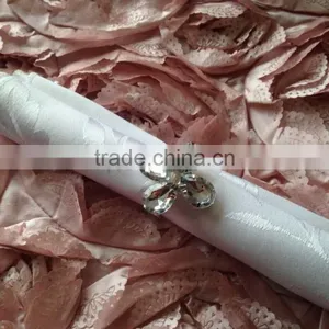 Lucky Clover Four Leafs Flower Style Clear Rhinestone Diamond Napkin Ring thumbnail-3