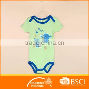 Baby Summer Wear Stripe Printed Fish Short Sleeve Romper thumbnail-1