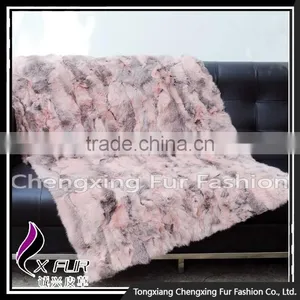 CX-D-11H Top Quality Home/Hotel Carpet Patchwork Rabbit Fur Fur Throw Blanket thumbnail-6