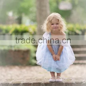New Arrival Baby Clothes Wholesale Hot Sale Cotton Cheap 2017 Blue Children's Boutique Fashion Girls Short Frocks Dress thumbnail-3
