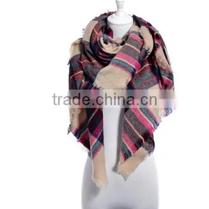 Bulk Wholesale New Early Spring Female and Male Scarf 5 Colors Printed Grid Fake Imated Cashmere Material Adult Cappa thumbnail-6